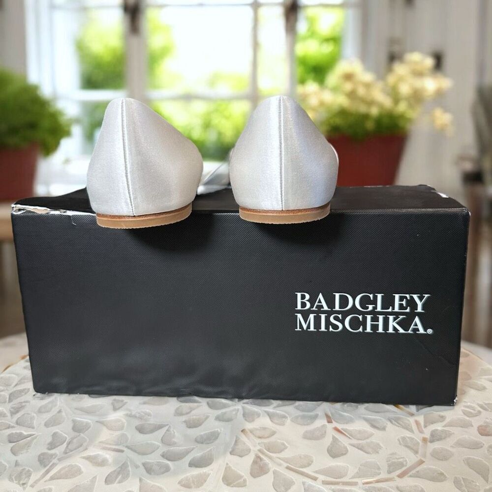Badgley Mischka Fergie Bridal Ballet Flats Ivory Tulle Bow Pointed Toe D’Orsay S - Picture 11 of 13